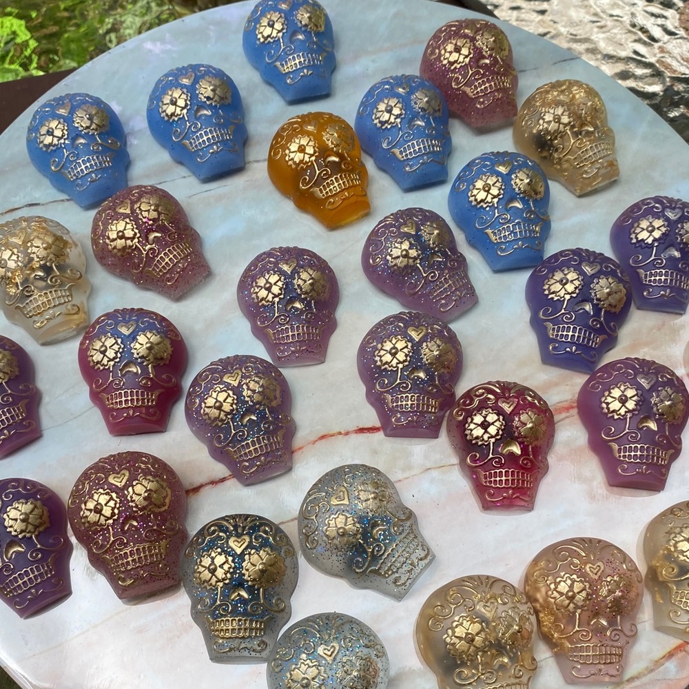 Sugar Skull Magnets PACK OF 4 Colorful Resin Art - Picture 16 of 16